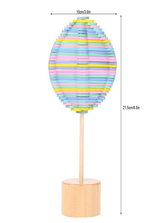 shenruifa Wood Spin, Wooden Rotating Lollipop Funny Stress Rotary Relief Decompression Toy for Children Adults Home Decor (Macaron Color) - Image 2